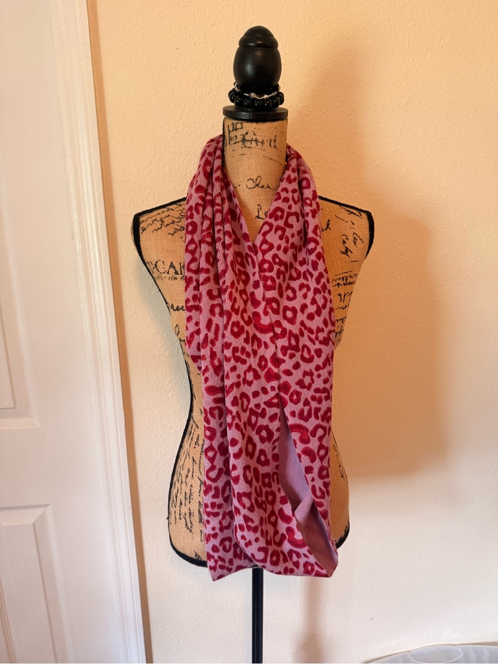 Pink Leopard Print Infinity Scarf